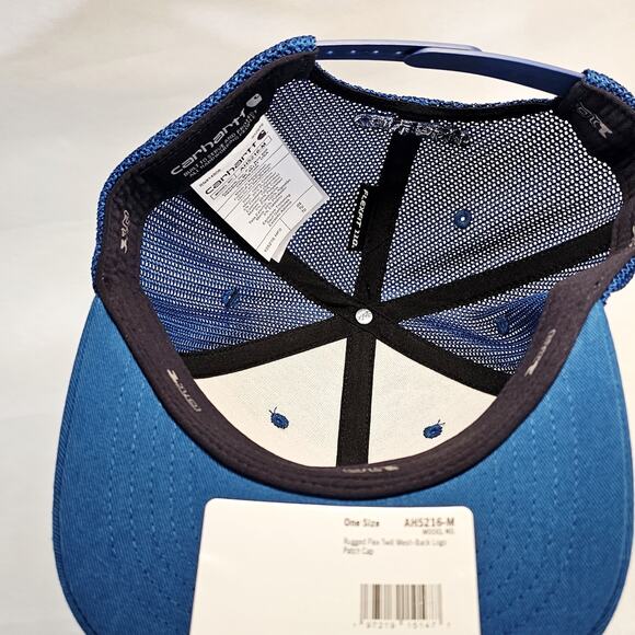 Carhartt Rugged Flex Twill Mesh-Back Logo Patch Hat Cap Deep Lagoon Blue--New - Picture 7 of 9